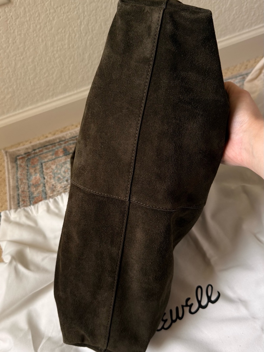 Madewell Slouchy Large Green Suede Hobo Leather Tote - Picture 3 of 9